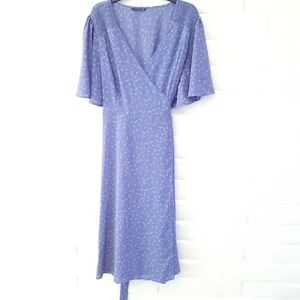 Bloomchic Women's Plus Size 22-24 Midi Wrap Dress Flutter Sleeve